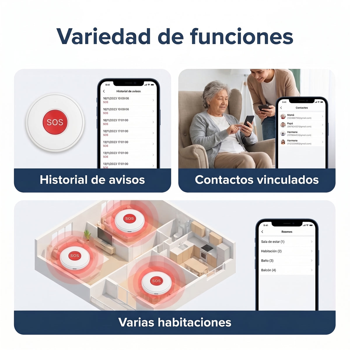 Botón SOS Wifi para adultos mayores